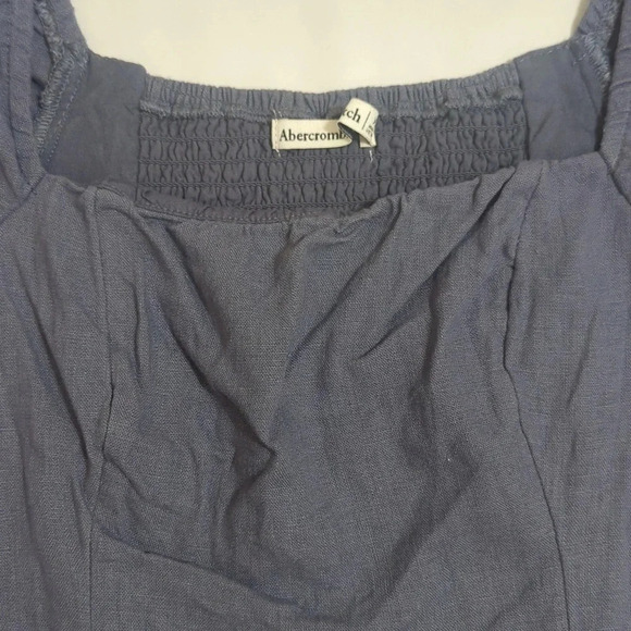 A&F Puff Sleeve Shine Cotton-Blend Square Neck Top, Color Blue Size XS - Picture 5 of 14
